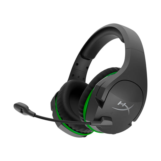 HyperX CloudX Stinger Core bezvadu gaming austiņas Xbox Series X|S un Xbox One, Xbox Wireless, Windows Sonic, 40-mm draiveri, Memory Foam, trokšņu slāpēšanas mikrofons, Black-Green