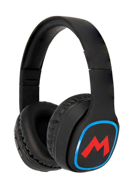 OTL Technologies TWEEN Bluetooth austiņas - salokāmas, polsterētas stīpas, 30 stundu akumulatora, Super Mario dizains, melnas
