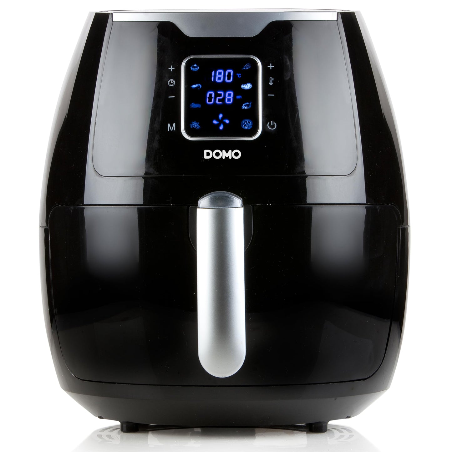DOMO DO513FR Airfryer - XXL 5.5L capacity, black/silver, hot air frying technology for healthier cooking.