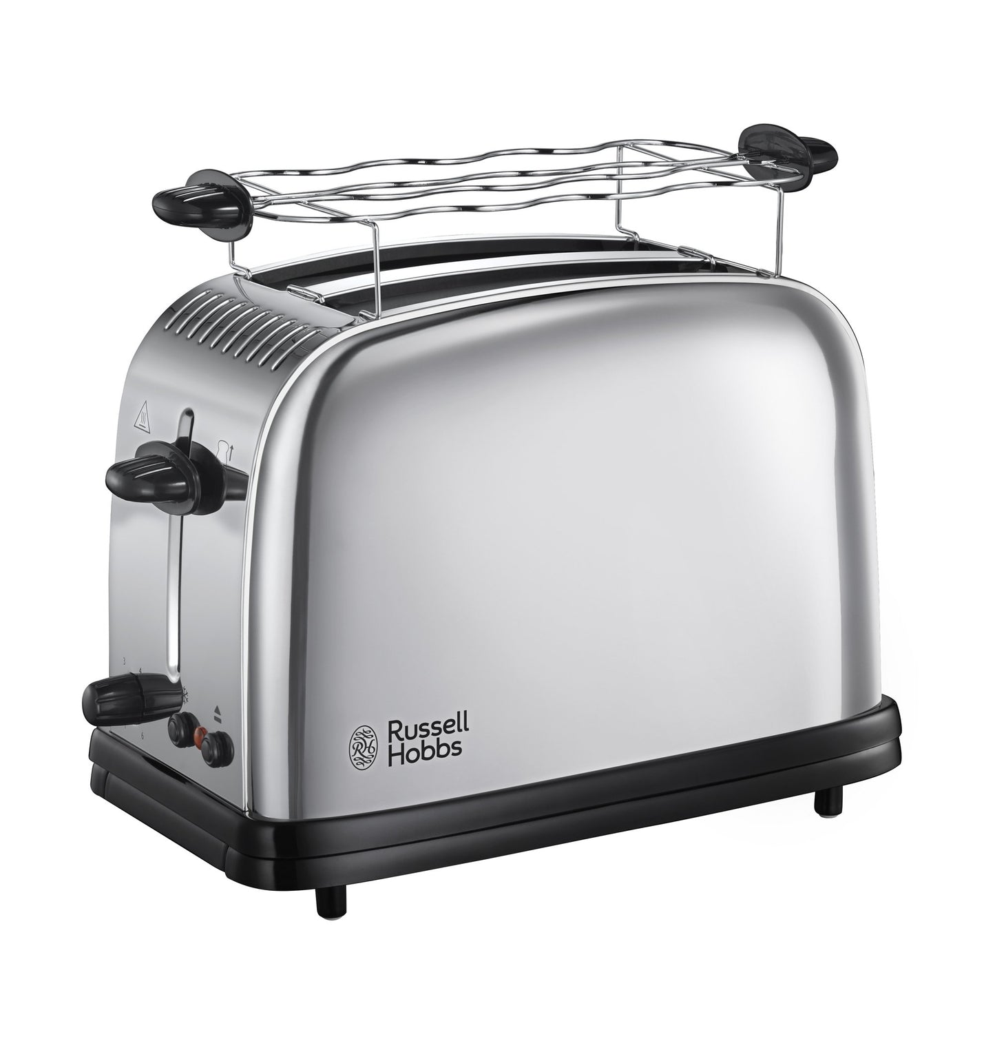 Russell Hobbs tosteris [2 šķēlēm] Victory nerūsējošā tērauda (papildu platās tosta atveres, ieskaitot maizīšu uzlikumu, 6 brūnināšanas līmeņi + atkausēšanas un uzsildīšanas funkcija, ātrā tosta tehnoloģija, 1670W) 23310-56