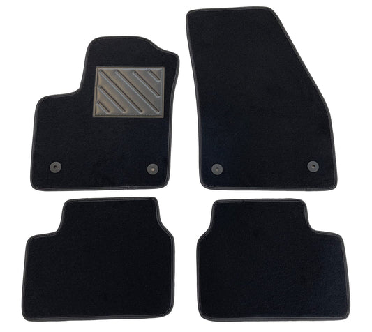 Paklājiņi Opel Meriva B no 2010. līdz 2017. gadam, precīzi pielāgoti, neslīdoši, papēža aizsargi no pastiprināta gumijas, stiprinājuma pogas, melns