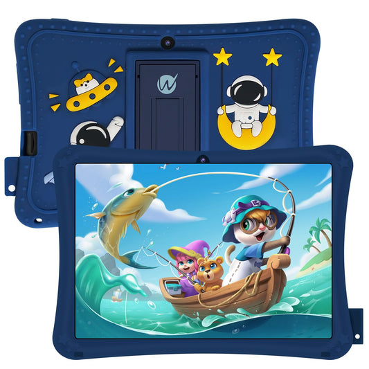 WeTapble bērnu planšetdators 7'' Android planšetdators bērniem 2+32GB ROM ar vecāku kontroli 1024x600 IPS skārienekrāns mazuļu planšetdators ar divām kamerām WiFi 5.0 bērnu planšetdators ar bērnu aizsargapvalku zils