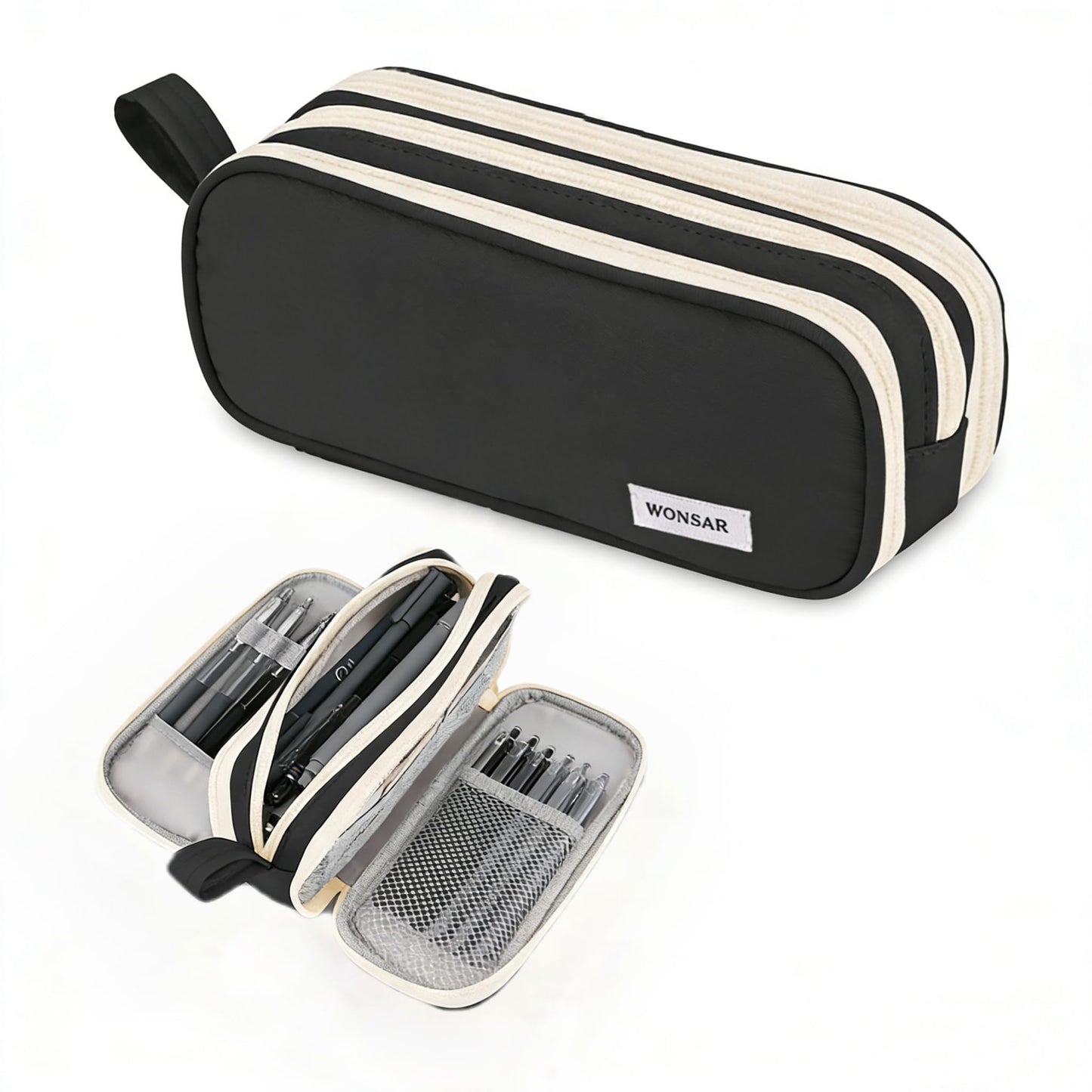 Pencil case wonsar penālis ar 3 nodalījumiem, liela ietilpība