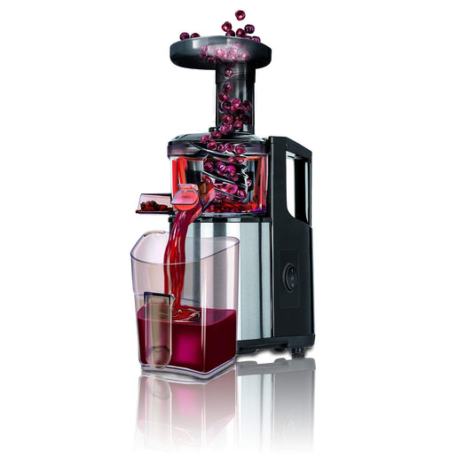 ACER MPM MSO-12M Lēnās sulas spiede, auksti spiestu dārzeņu un augļu sulu spiede, zema ātruma 60 RPM, lēna sulas spiede, plats mute, apgrieztā funkcija, 150W, 150, melns/nerūsējošais tērauds