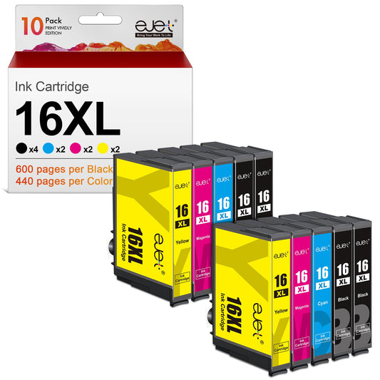 ejet saderīga tintes kasetne - 10 gab. komplekts, 4 melnas, 2 ciāna, 2 magenta, 2 dzeltenas, aizstājējs Epson 16 16XL