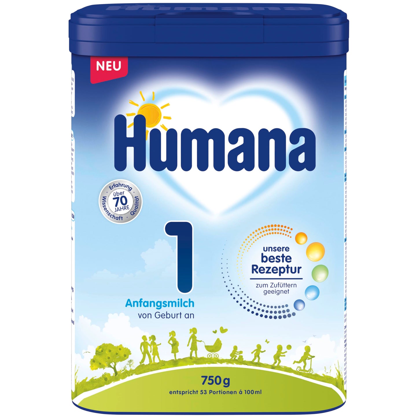 Zīdaiņu maisījums Humana 1, 4 x 750 g, no dzimšanas