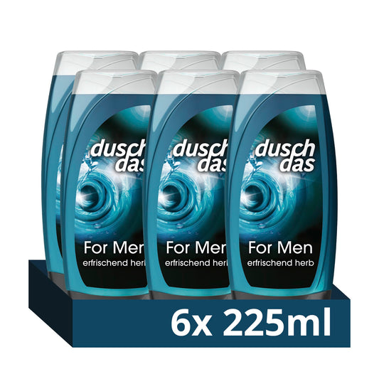 Dušas želeja Duschdas For Men, 6 x 225 ml, 3-in-1, atsvaidzinošs Fresh-Energy aromāts