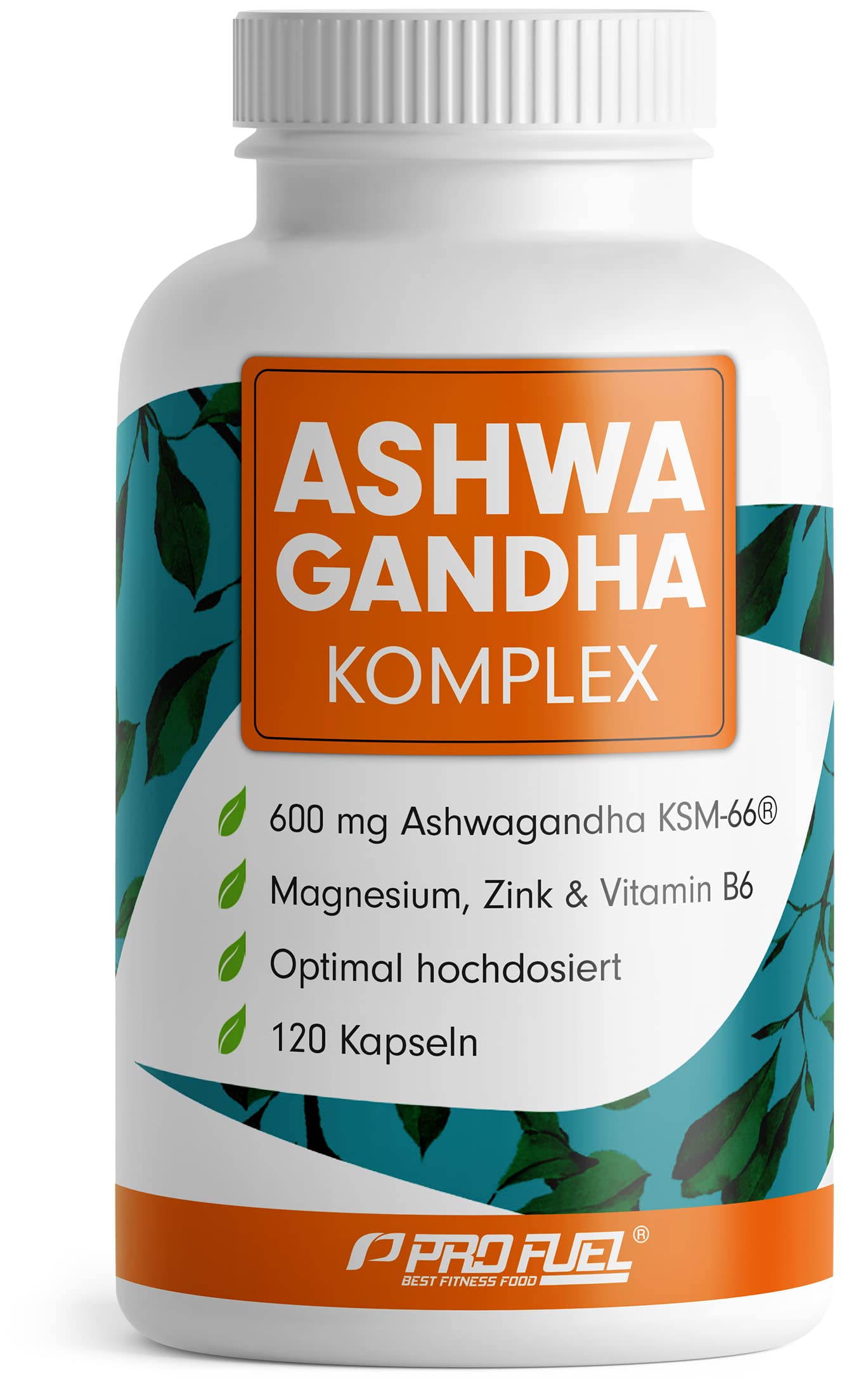Ašvagandas kapsulas ar augstu devu, 120 kapsulas – 600 mg Ashwagandha KSM-66® dienas devā, komplekss ar ašvagandas sakņu ekstraktu, magniju, cinku, B6 vitamīnu un piperīnu, laboratoriski pārbaudīts, 100% vegānisks