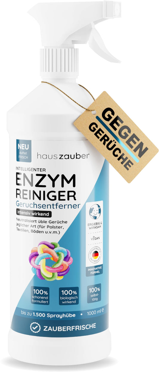 Kaķu urīna, suņu urīna un citu smaku enzīmu tīrīšanas līdzeklis hauszauber Zauberfrische 1000 ml - spēcīgs smaku likvidētājs sofa un paklājiem