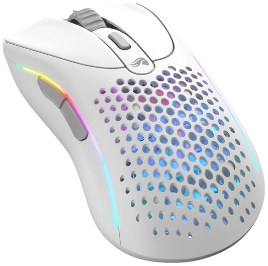 Glorious Gaming Model D 2 - 66g, 210h battery, 26K optical sensor, 6 programmable buttons, matte white, ideal for FPS, MMO, MOBA.