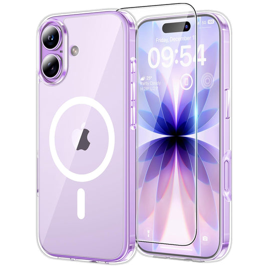 iPhone 17 vāciņš — TAURI, 6,3", ar aizsargstiklu, caurspīdīgs