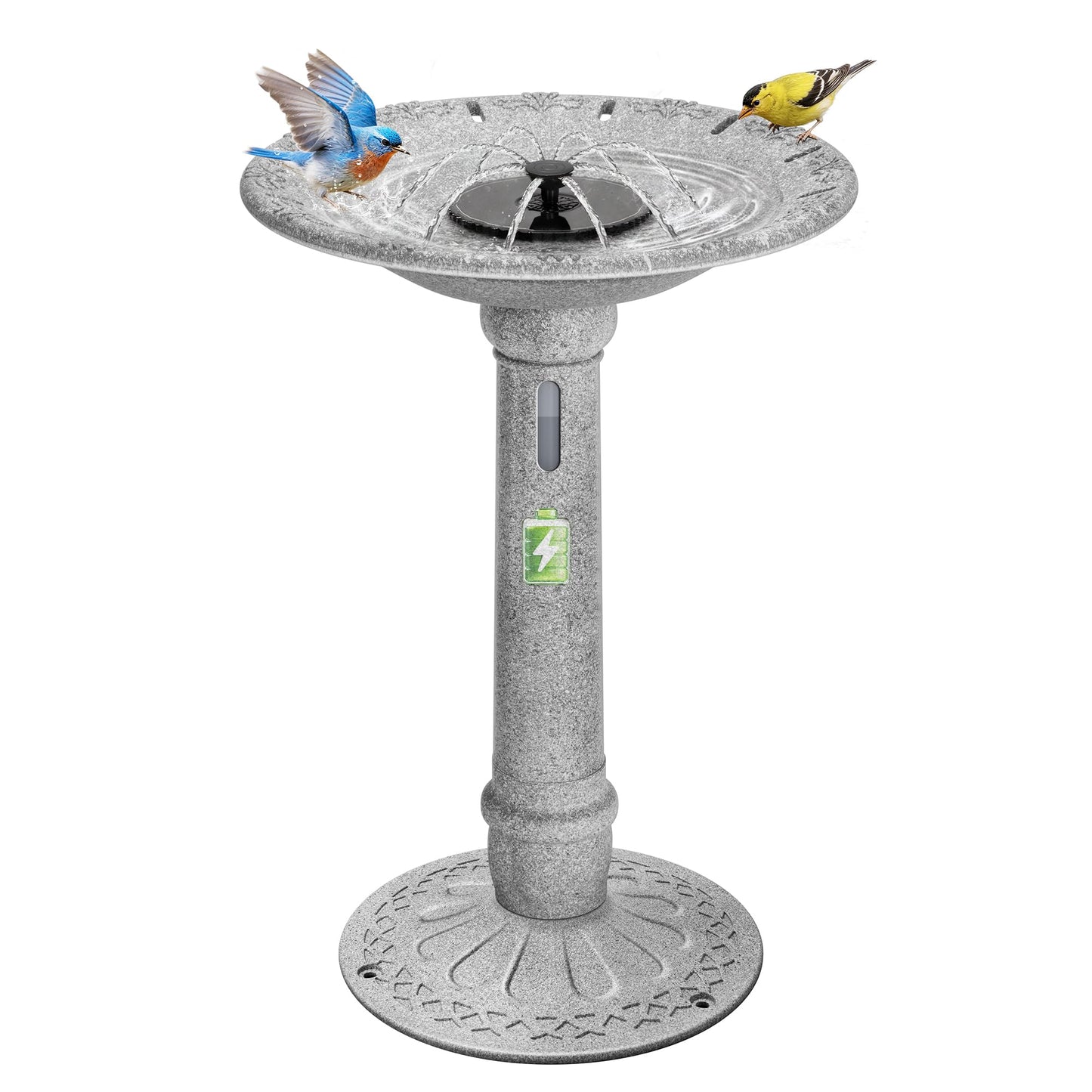 Dārza putnu peldvanna VIVOHOME 51cm ar saules strūklaku, ABS, 4,5L, laikapstākļiem izturīga
