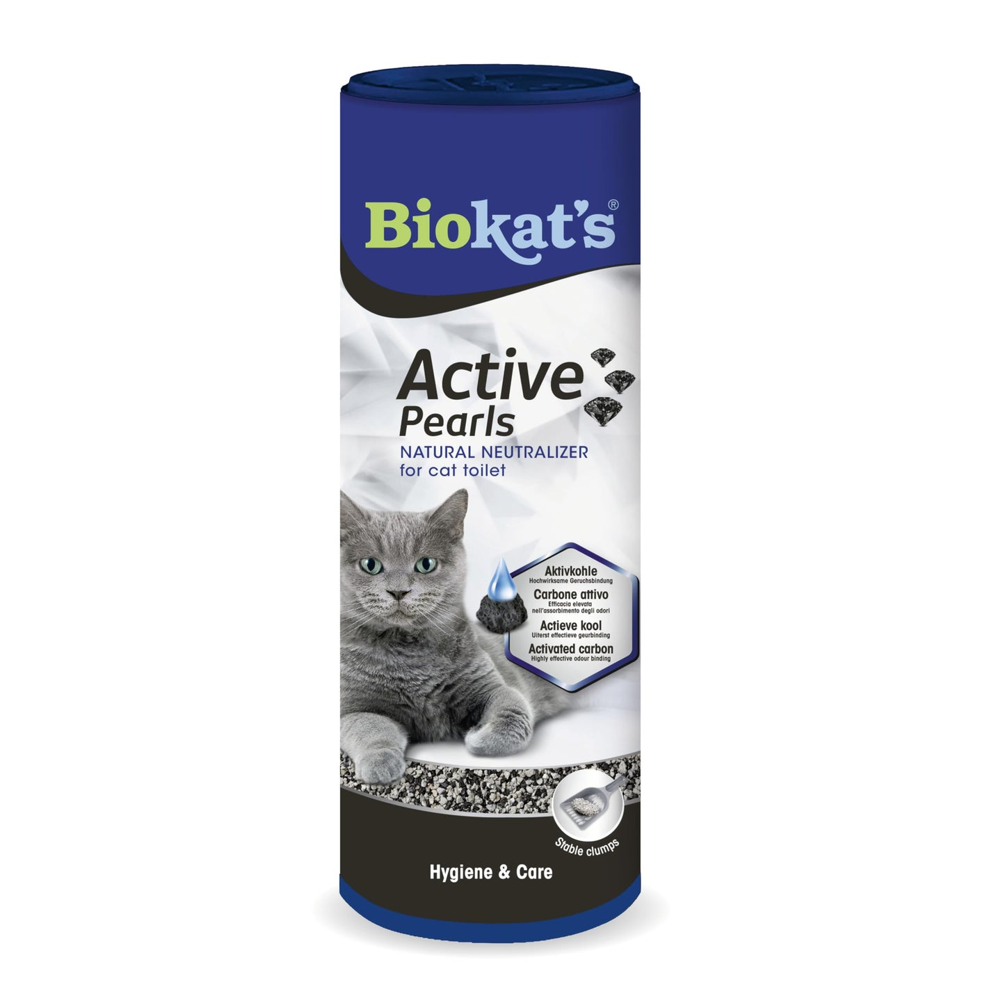 Kaķu pakaišu piedeva Biokat's Active Pearls ar aktivēto ogli, smaku saistīšanai un absorbēšanai, 1 kanna (1 x 700 ml)