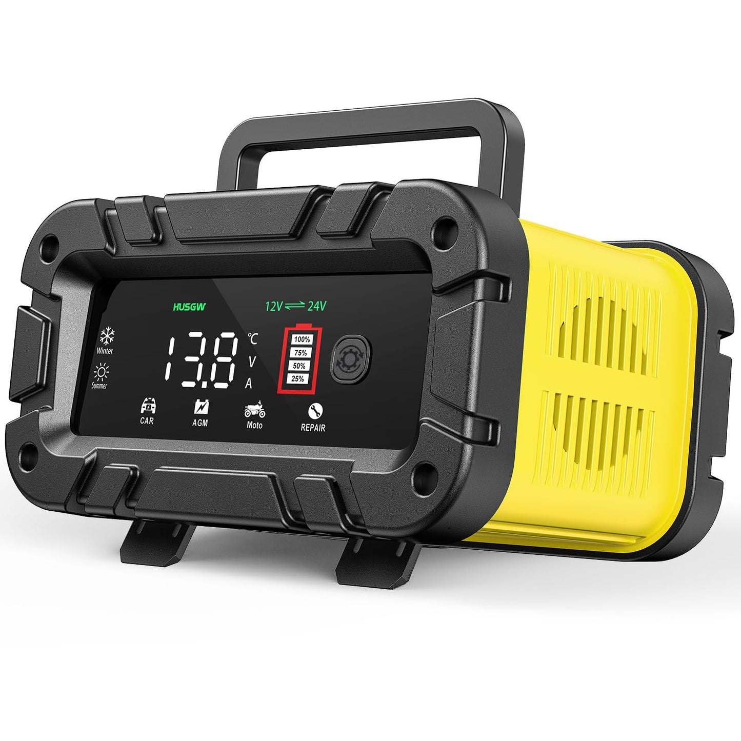 20A viedais auto akumulatora lādētājs 12V/24V ar LCD, auto, moto un kravas automašīnām (20A)
