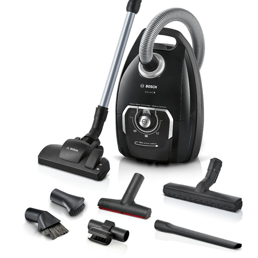 Bosch putekļsūcējs Serie 8 BGL8XALL - higiēnas filtrs, 10 gadu garantija, cietās grīdas uzgalis, 650 W, melns