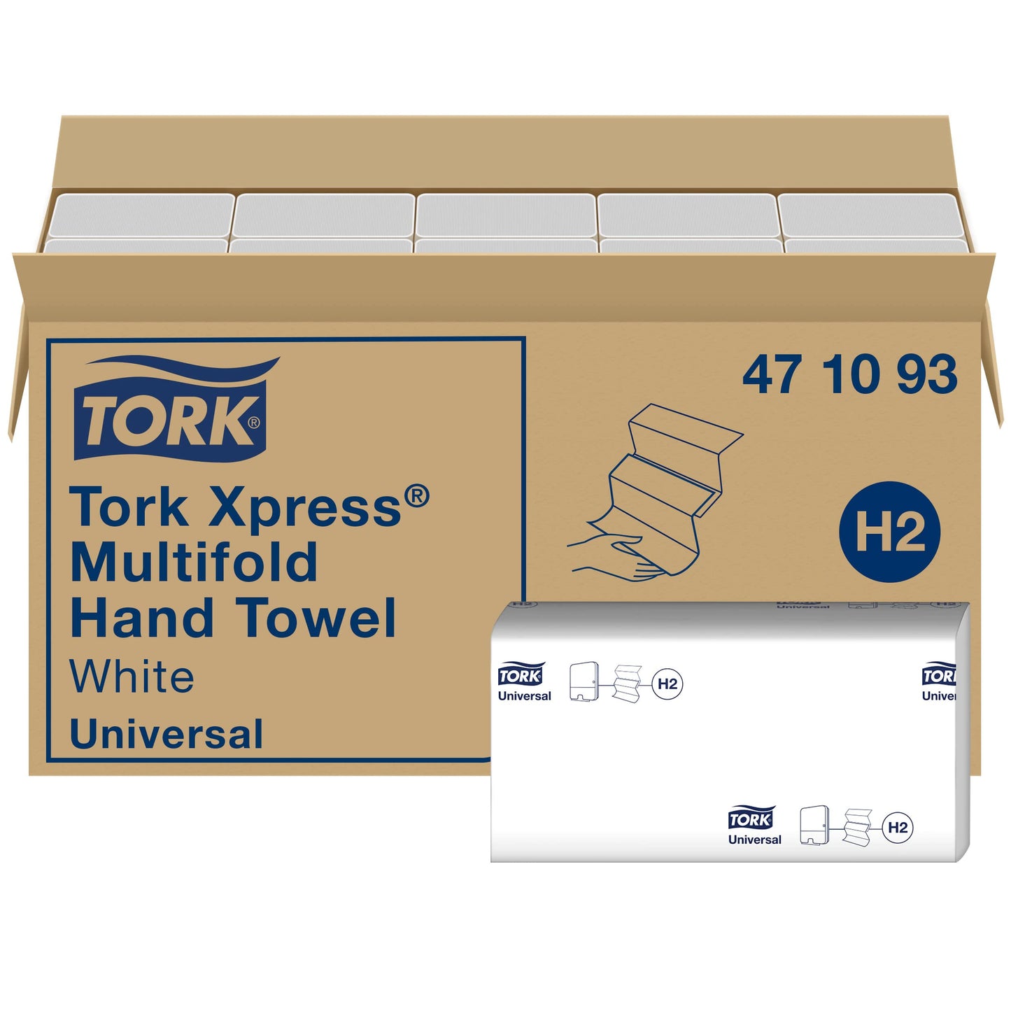 Papīra roku dvieļi Tork Xpress Multifold 471093, H2 salokāmie roku dvieļi, 1 kārta, balti, 20 x 250 loksnes