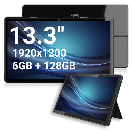 4. 13.3 collu XORO MegaPAD 1333 Pro TabletPC ar FullHD IPS displeju, Android 13, 10.000 mAh akumulators, 2.0GHz 64Bit OctaCore CPU, 6 GB RAM, 128 GB Flash, 5G WiFi, Bluetooth, kartes lasītājs, 5 MP kamera, USB-C