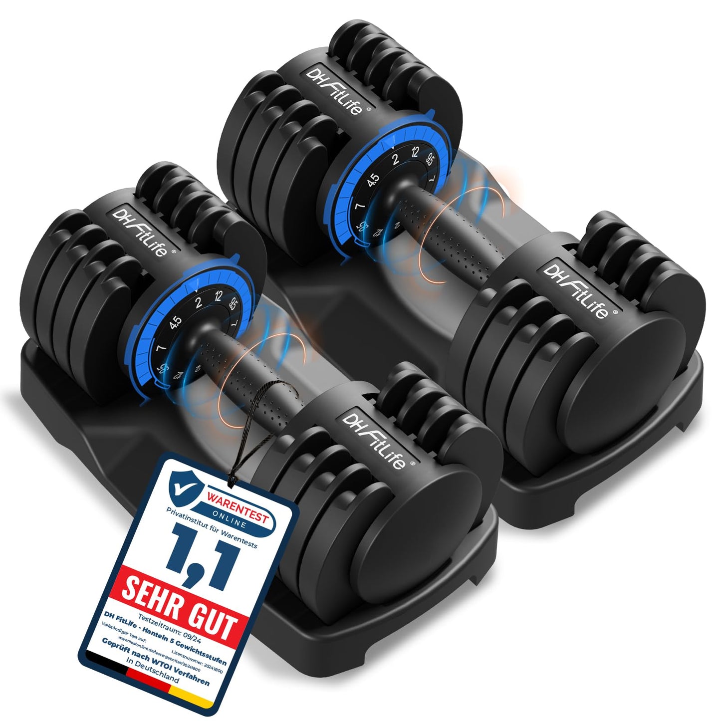 Regulējamas hanteles DH FitLife 12 kg, 5 līmeņi, 5-in-1 komplekts