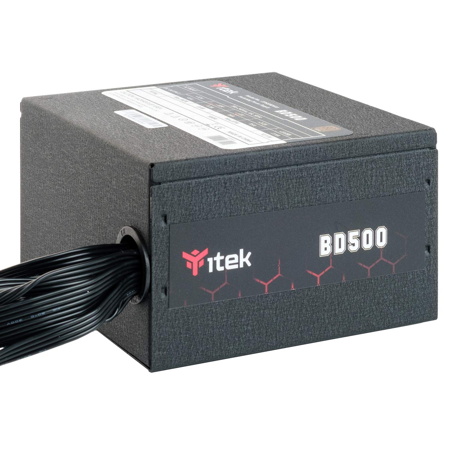 iTek BD500 Power Supply - 500W, 12mm HDB hydraulic bearing, active PFC protection, 80 Plus Bronze certified efficiency