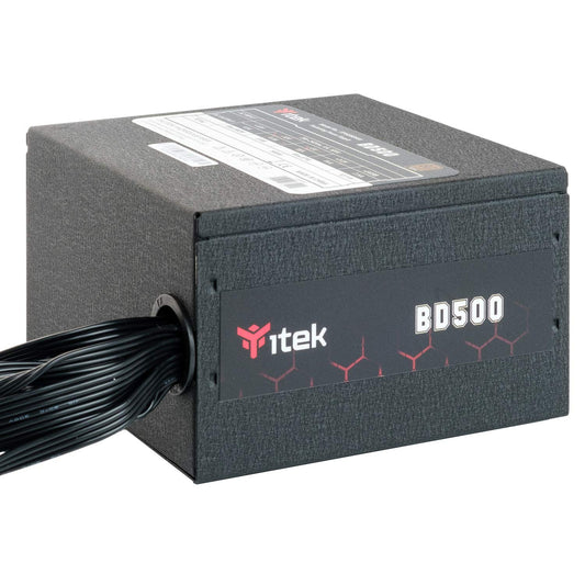 iTek BD500 Power Supply - 500W, 12mm HDB hydraulic bearing, active PFC protection, 80 Plus Bronze certified efficiency