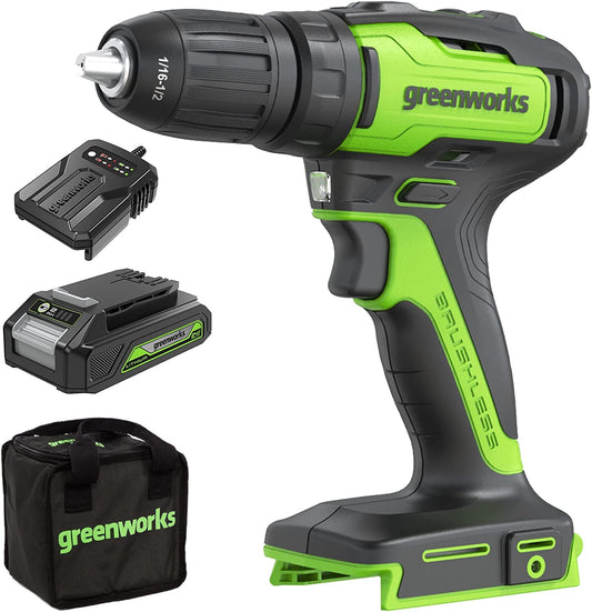 Greenworks GD24DD35K2 - bezsuku motoru urbjmašīna, 0-1450 apgr./min, 35 Nm, 24V akumulators, 2 ātrumi, soma, 3 gadu garantija