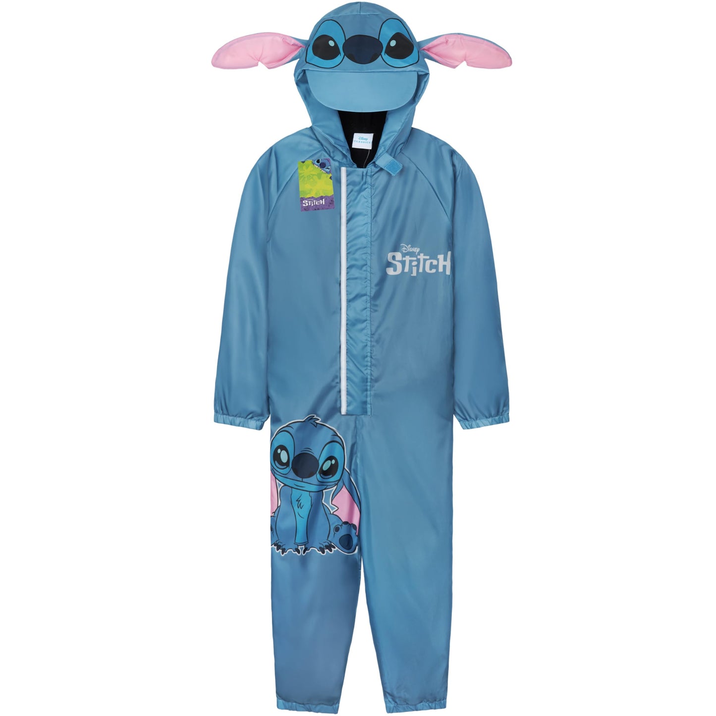 Bērnu lietus kombinezons Get Trend Disney Stitch, polsterēts ūdensnecaurlaidīgs viengabala lietus apģērbs ar kapuci, 7-8 gadi, zils Stitch