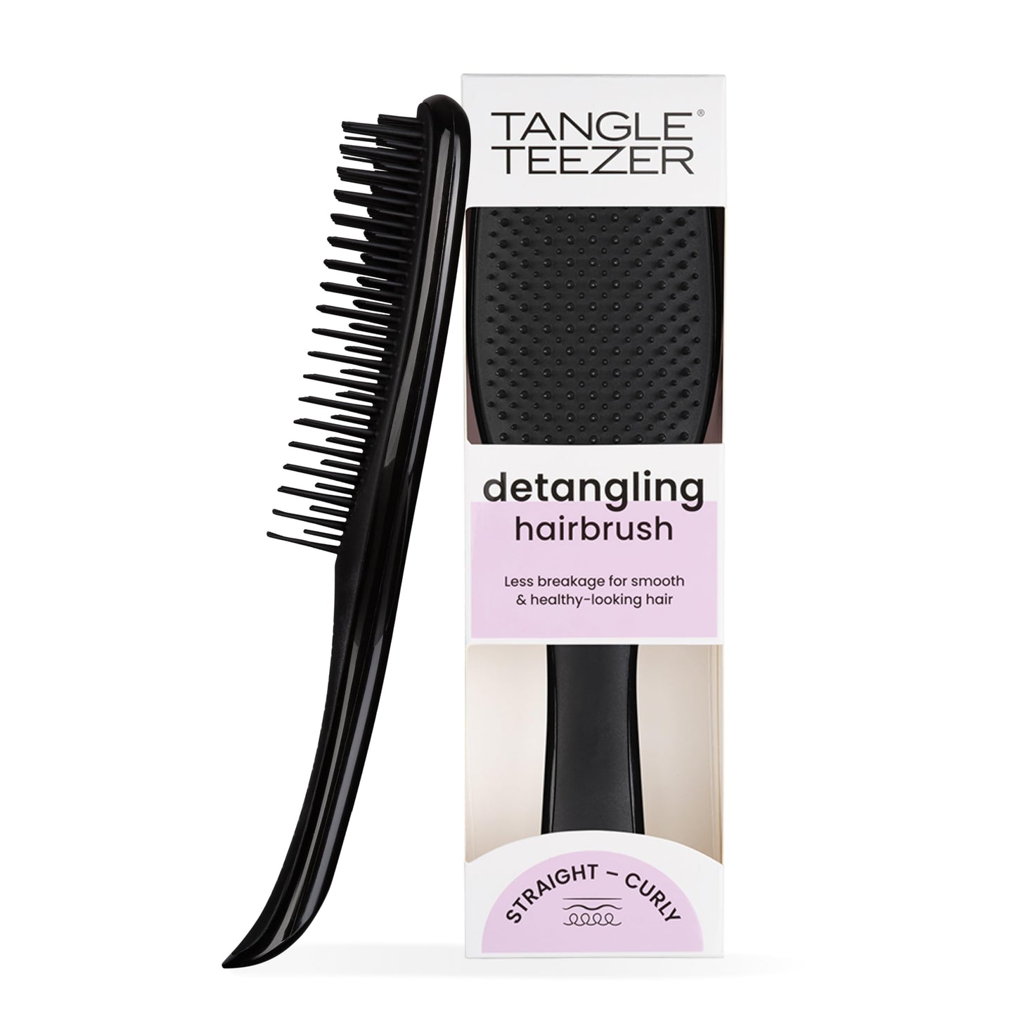 Matu ķemme Tangle Teezer Ultimate Detangler – mitriem un sausiem matiem – matu atšķetināšanas suka visiem matu tipiem – divu līmeņu sari samazina matu lūšanu un izķemmē mezglus – melna