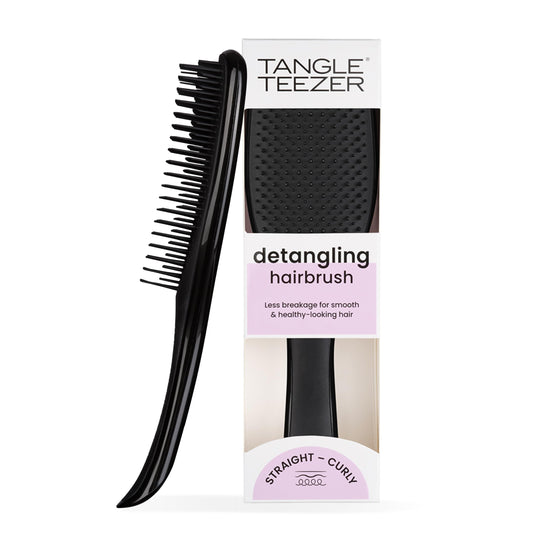 Matu ķemme Tangle Teezer Ultimate Detangler – mitriem un sausiem matiem – matu atšķetināšanas suka visiem matu tipiem – divu līmeņu sari samazina matu lūšanu un izķemmē mezglus – melna