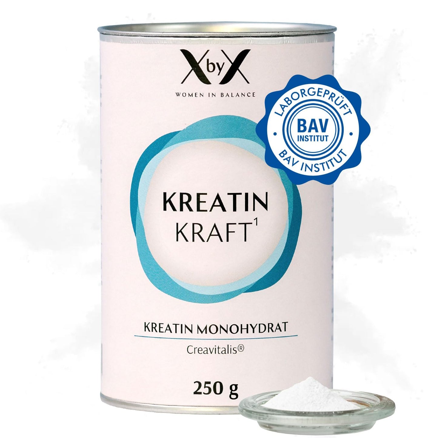 Kreatīns pulveris sievietēm XbyX Kreatin Kraft | 100% kreatīna monohidrāts | neitrāla garša, vegāns | muskuļiem un fiziskajai veiktspējai