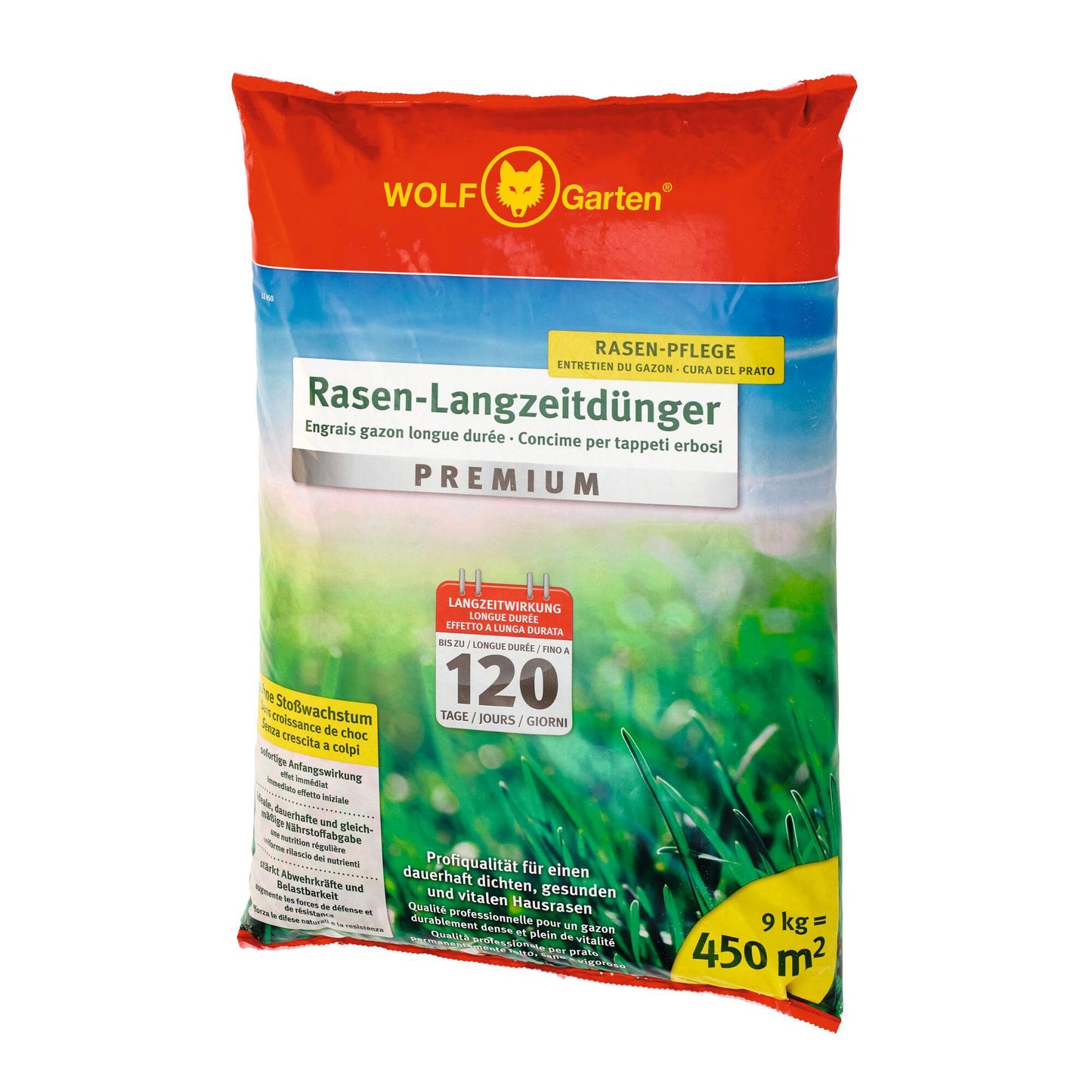 WOLF-Garten LE 450 ilgtermiņa zāliena mēslojums Premium 450m², 9kg