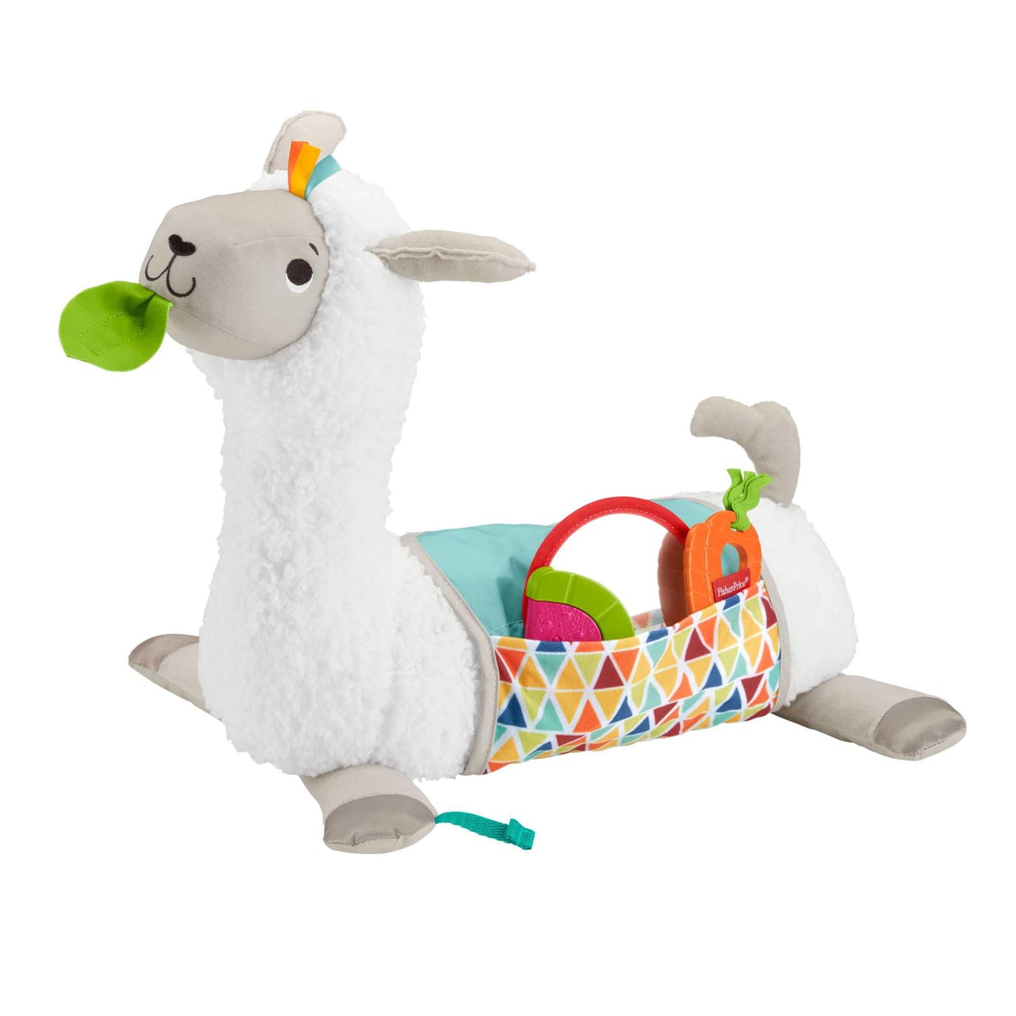 Fisher-Price 4-in-1 lamas rotaļu spilvens zīdaiņiem, 4 spēles iespējas, 3 līdzi ņemamas rotaļlietas, divpusēji apdrukāta mīksta sedziņa, no dzimšanas, GLK39