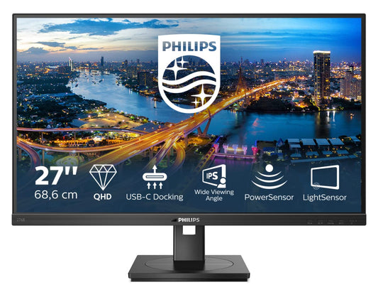 PHILIPS 276B1-27 Monitor - QHD 2560x1440, 75Hz, USB-C, HDMI, DisplayPort, adjustable height, black