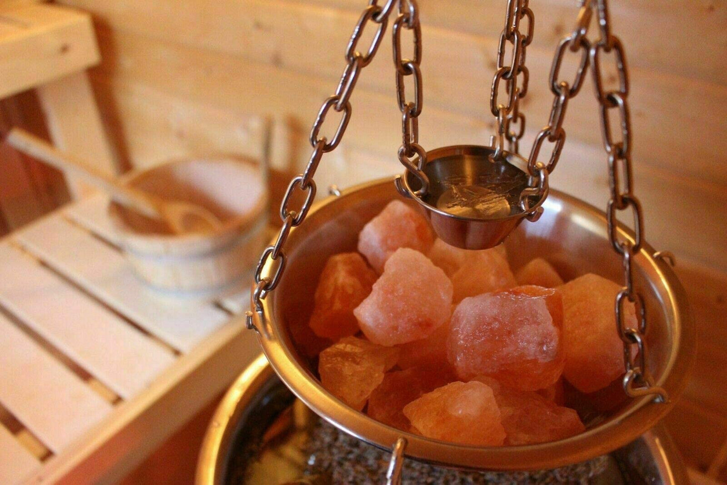 Saunas ceremonija aromātiskās bļodiņas ar nerūsējošā tērauda iztvaicētāja bļodu, 3 bļodas, Midi ar piederumiem