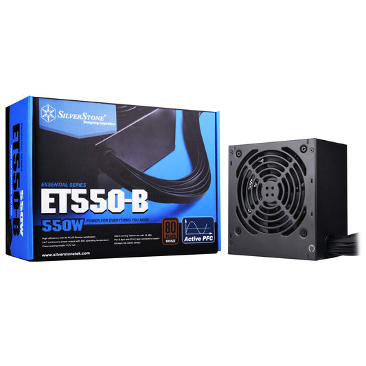 Silverstone SST-ET550-B v1.2 ATX Power Supply - 550W, 80 Plus Bronze certified, efficient and reliable performance.