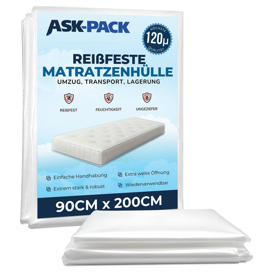 ASK Pack matrača pārvalks pārvākšanai un uzglabāšanai, 120µm - 90x200 cm - Junior