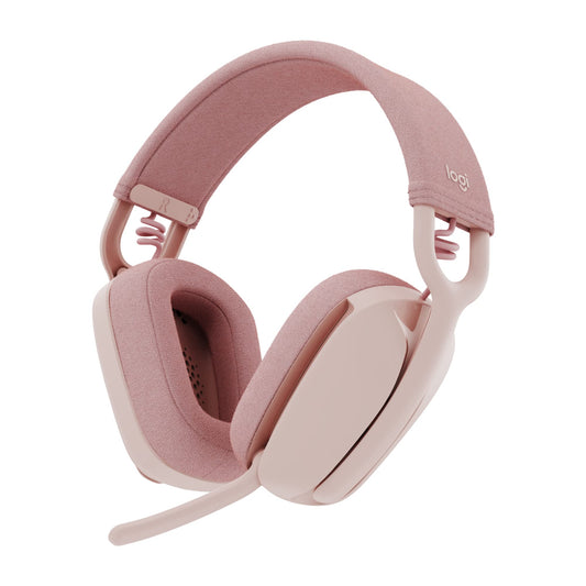 Logitech Zone Vibe 100 - Bezvadu over-ear austiņas ar trokšņu slāpējošu mikrofonu, Multipoint Bluetooth, rozā.