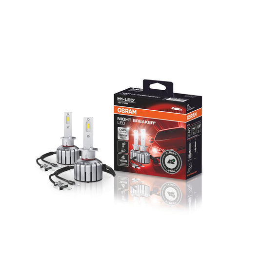 OSRAM NIGHT BREAKER H1-LED; līdz 40% mazāk akluma; pirmā ceļam atļautā H1 LED papildspuldze