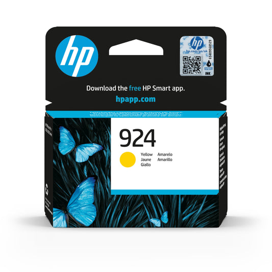 HP 924 Yellow Original Ink Cartridge - High-quality printing, vibrant colors, compatible with HP printers.