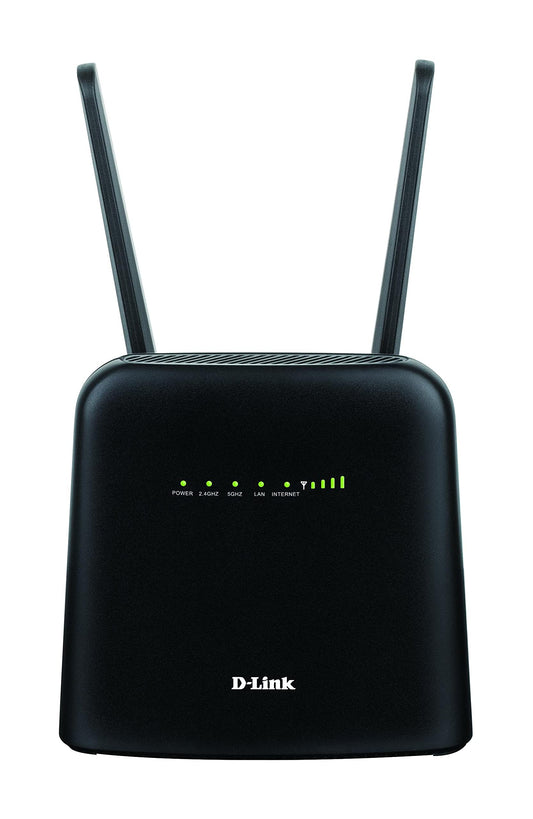 D-Link DWR-960 LTE Cat7 Wi-Fi AC1200 maršrutētājs (mobilais Wi-Fi maršrutētājs, 4G/3G, Multi WAN, Gigabit porti, bez SIM bloķēšanas, drošs internets, divkāršā ugunsmūra)