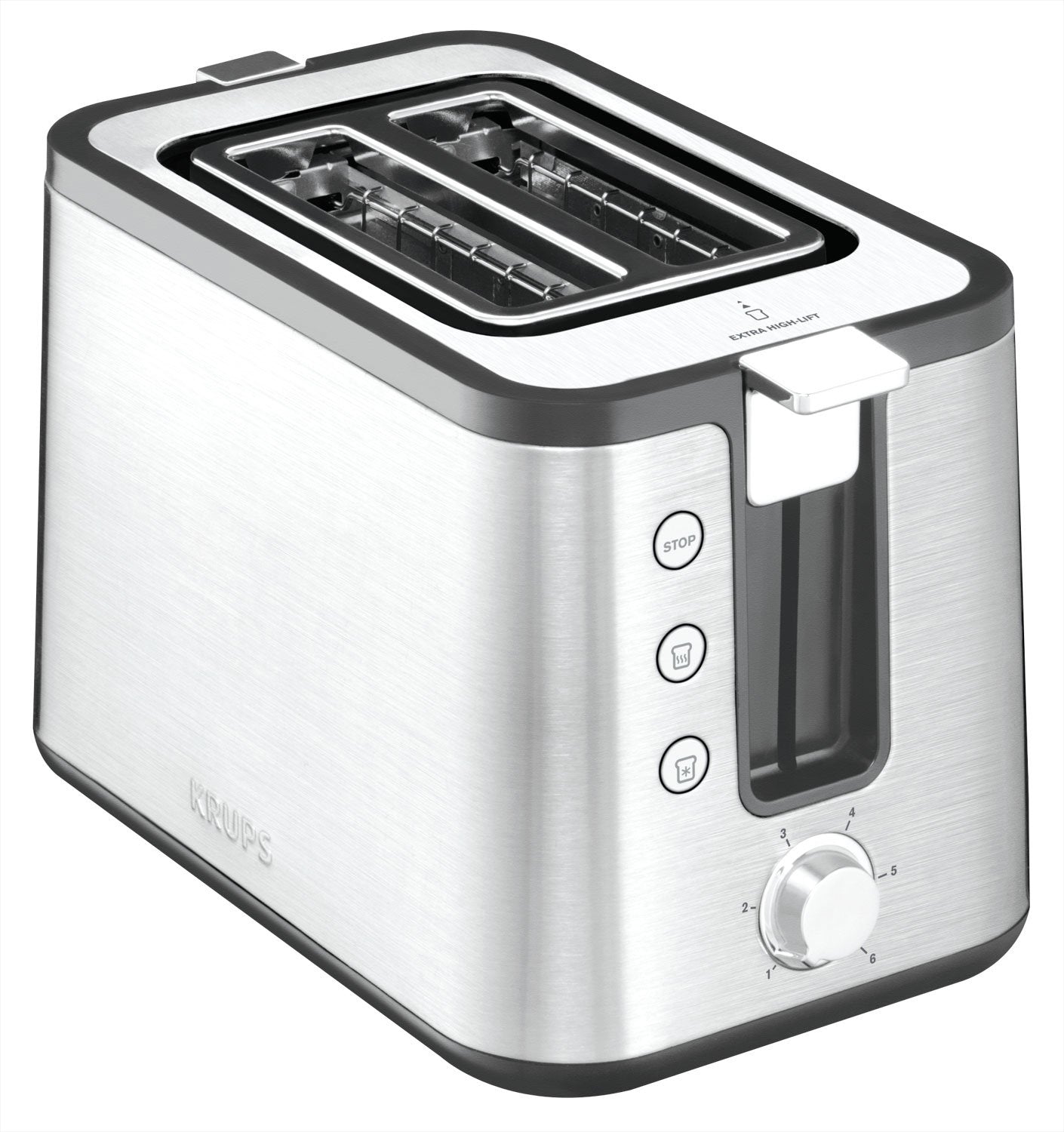 Krups KH442D Control Line Premium tosteris | Nerūsējošais tērauds | 2 īsas atveres 2 šķēlēm | Maizes cepšanas piederums | 6 brūnināšanas pakāpes | 850 W | Sudrabs/Melns