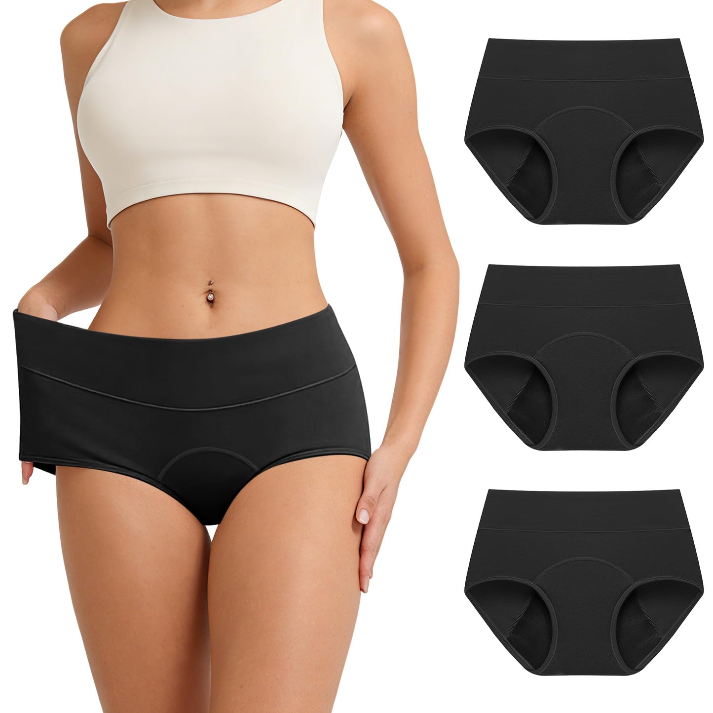 Menstruālās apakšbikses RFOGJV sievietēm, 60 ml, kokvilna, 3 gab., L
