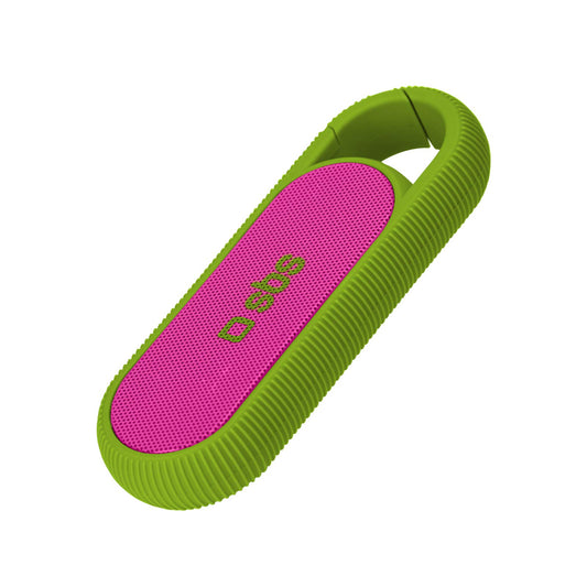 SBS Kompakts bezvadu skaļrunis - 2W jauda, 300mAh akumulators, jostas klipsis, zaļš, iekļauts USB uzlādes kabelis