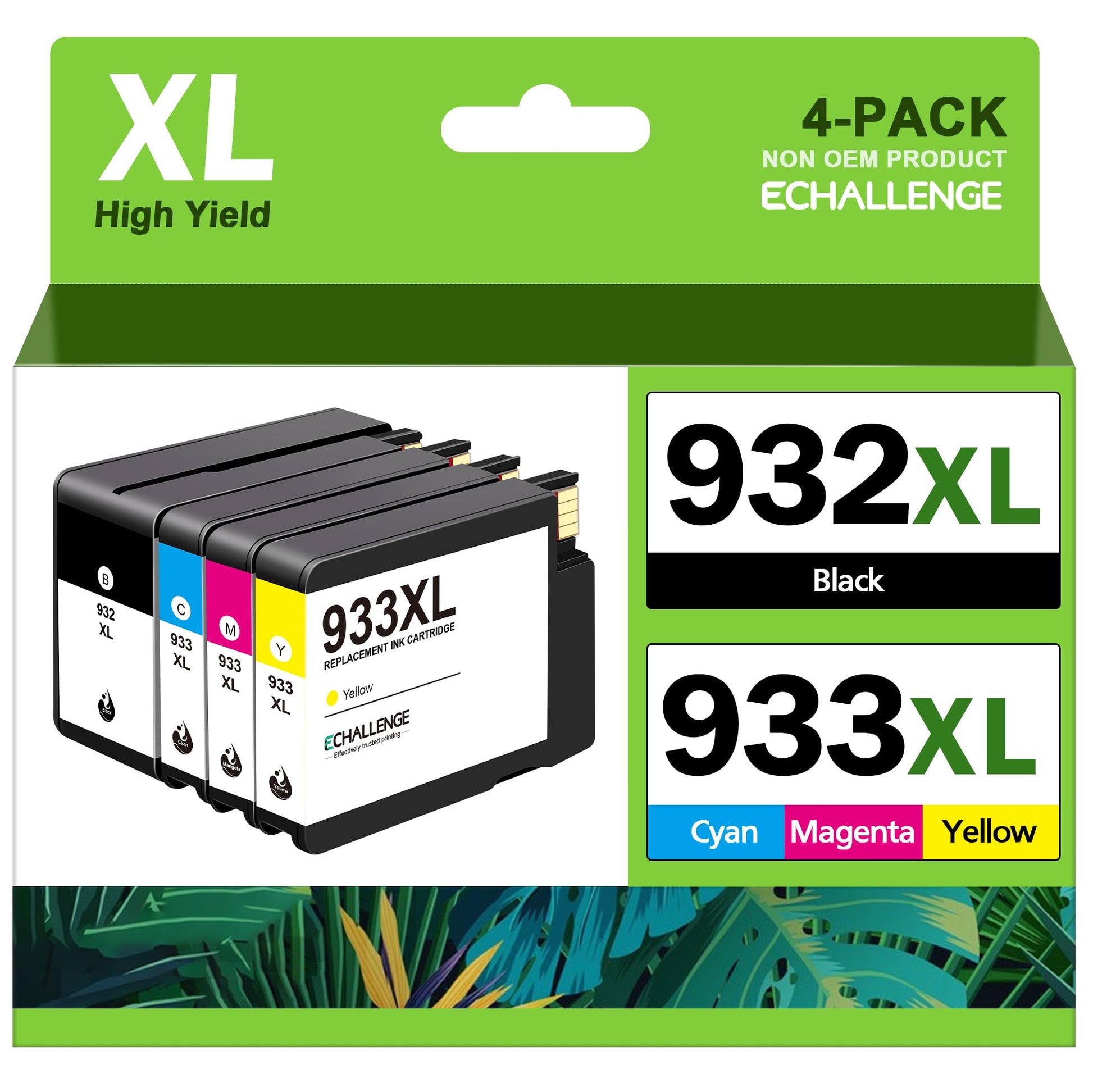 ECHALLENGE 933XL 932XL tintes kasetnes - saderīgas ar HP Officejet 6700, 7510, 7612, 7110, 7610, 6100, 6600.