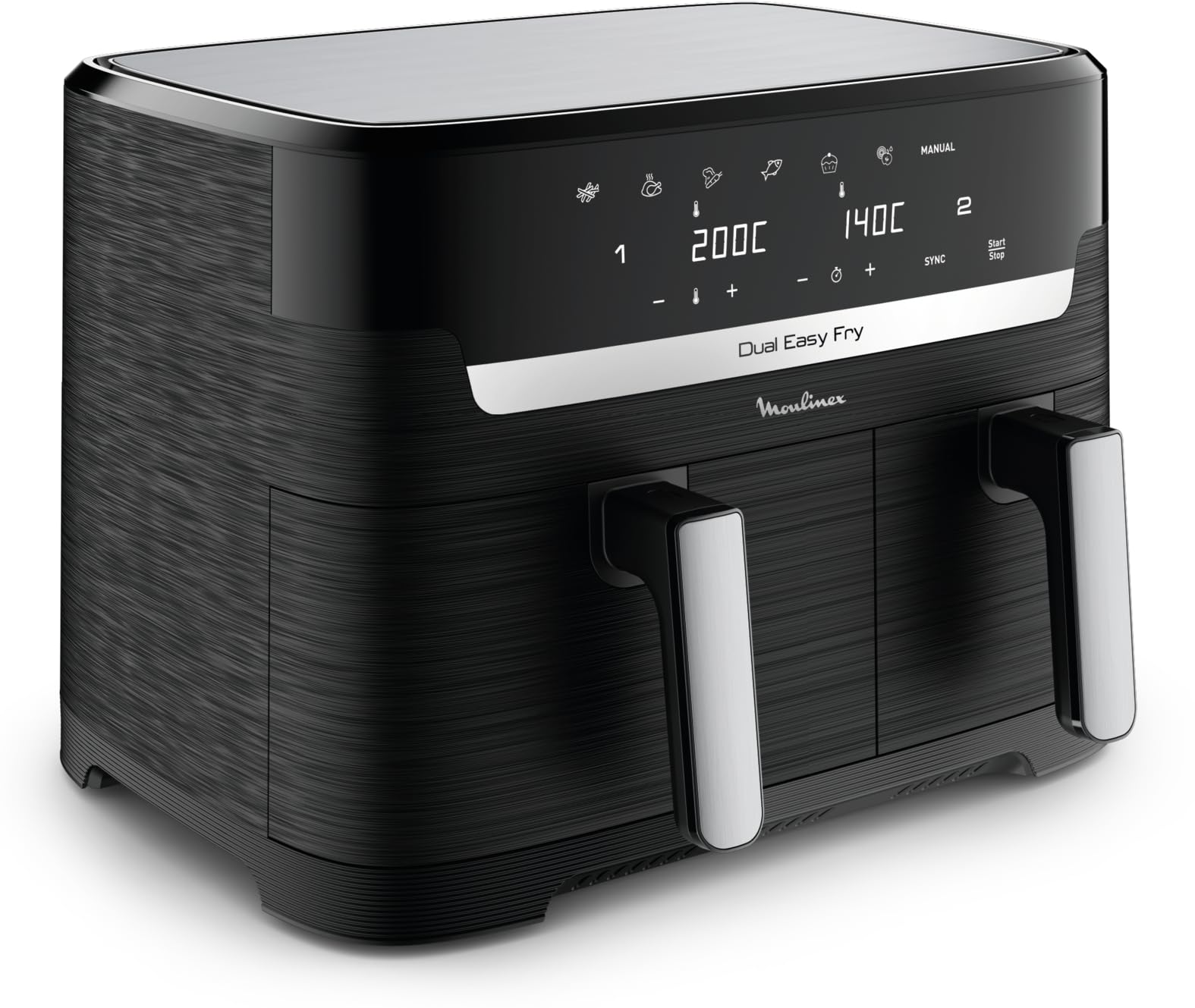 Moulinex Dual Easy Fry 8,3 L - Dual Air Friteuze, 70% enerģijas ietaupījums, 5,2 l un 3,1 l ietilpība, 7 programmas.