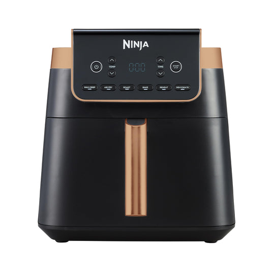 Ninja MAX PRO Air Fryer - 6.2L, oil-free, large drawer, non-stick, dishwasher safe, includes silicone tongs, black/copper.