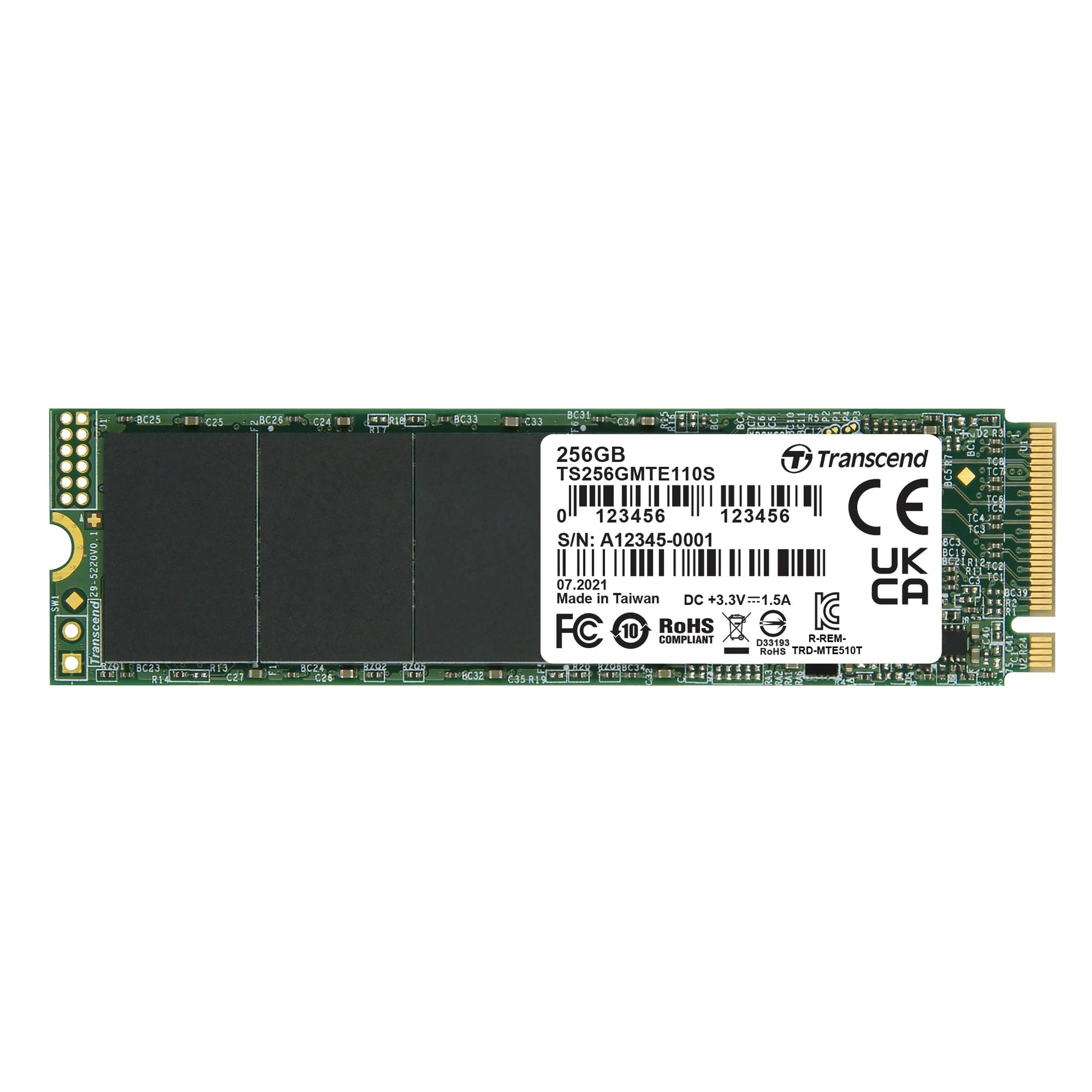 Transcend 256GB PCIe Gen3 x4 M.2 SSD - 1700/1400 MB/s speeds, ideal for gaming and digital media production.