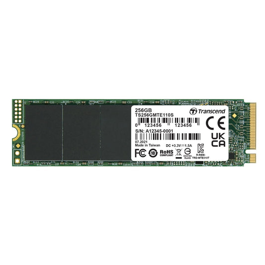 Transcend 256GB PCIe Gen3 x4 M.2 SSD - 1700/1400 MB/s speeds, ideal for gaming and digital media production.