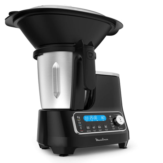 Moulinex HF4568 Clickchef daudzfunkcionāla virtuves mašīna | 12 ātrumi + impulss | 5 automātiskie programmas + manuālais režīms | 3,6 L | iebūvēta svari | tvaika gatavošanas piederums + receptes grāmata | Melns