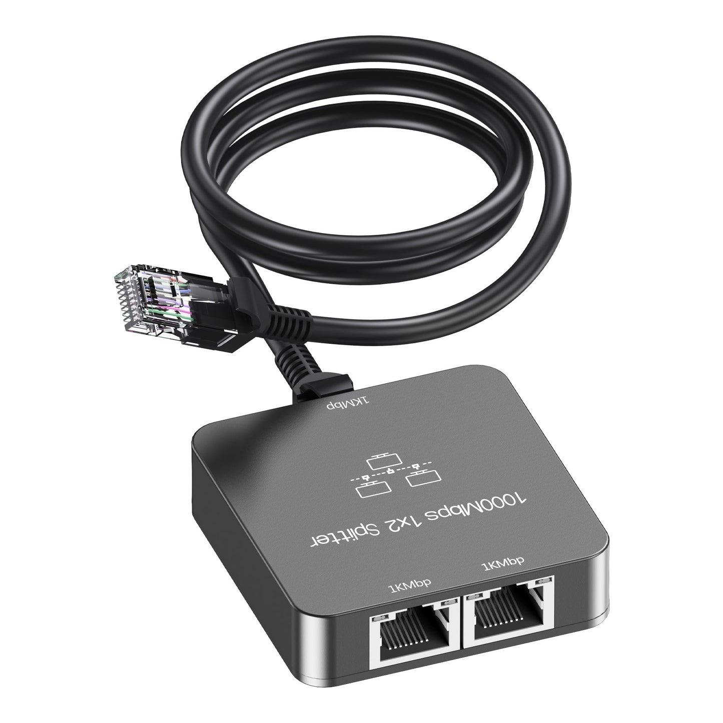 Ethernet sadalītājs 1 uz 2, Uzifhdhi LAN slēdzis ar kabeli, 1000Mbps, 2 porti