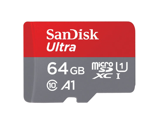 SanDisk Ultra 64 GB microSDXC UHS-I karte Chromebookam ar SD adapteri (viedtālruņiem un planšetdatoriem, A1, Class 10, U1, Full HD video, līdz 140 MB/s lasīšanas ātrums) 10 gadu garantija